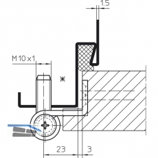 Trband VN 3739/M10 x 1 f. geflzte Tren, Bandhhe 95 mm, Stahl vernickelt matt
