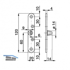 Trblattsicherung-Flgelteil, 120 x 20 x 4 mm rund, Stahl verzinkt silberfrbig