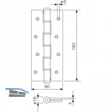 Pendeltrband einseitig wirkend, Rollen  16 mm, Hhe 180 mm, silber eloxiert