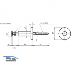 Stiegengriffsttze zum Klemmen, Ros.  50 mm, Wandabstand 60 mm, Alu poliert
