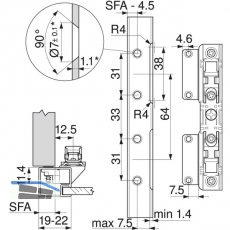 BLUM AVENTOS Frontbefestigungs-Set, 20S4200, L108
