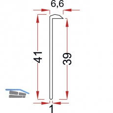 Arbeitplatte-Abschlussprofil zum Anschrauben L 630 mm, Aluminium silber eloxiert
