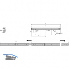 ACCURIDE 3630 Kugelkfigfhrung - berauszug, 45 kg, Schienenlnge 600 mm