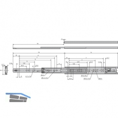 ACCURIDE 3832TR Kugelkfigfhrung - griffloses ffnen, Lnge 300 mm