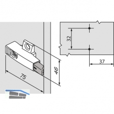 BLUM BLUMOTION 971-in Kreuzadapterplatte, Bauhhe 33, Zink vern.