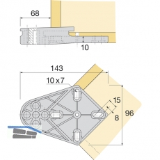 HETTICH SYSTEMA TOP 2000 Ausleger 45 mit Kantenschutz, schwarz