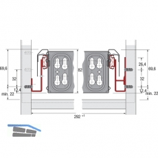HETTICH SYSTEMA TOP 2000 Kugelauszug KA 270, links, Einbautiefe 530 mm
