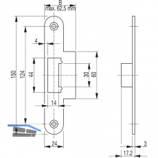 Lappenschlieblech f. MFV Secury, B = 34,0 mm, Edelstahl