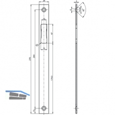 Schlieblech BKS B 9000 0785, 270 x 24 mm, U-Stulp 6 mm, Edelstahl