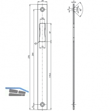 Schlieblech BKS B 9000 1046, 270 x 24 mm, Stulp flach eckig, Edelstahl