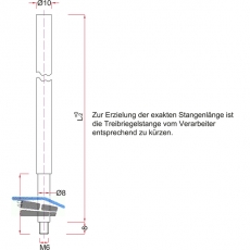 Treibriegelstange BMH 1100, 1487 mm, f. unten, Stahl verzinkt