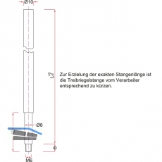 Treibriegelstange BMH 1100, 1187 mm, f. unten, Stahl verzinkt