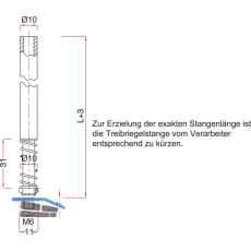 Treibriegelstange BMH 1109, 1500 mm, m. Feder f. oben u. unten, Stahl verzinkt