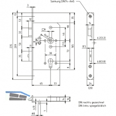 Fluchttrhauptschloss 1122, 2-flg. Funk. B/EN 179, links, DM 65, Edelstahl