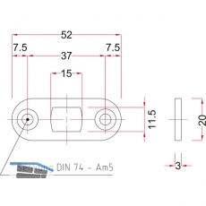 Stangenschlieblech BMH 1143, 52 x 20 x 3 mm rund, Stahl verzinkt