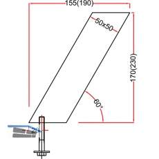 Barkonsole Capri schrg 50 x 50 mm, Hhe 230 mm, Aluminium Edelstahl Effekt