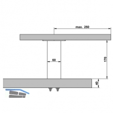 Barkonsole Korfu gerade, Hhe 170 mm, Edelstahl gebrstet