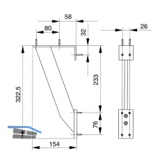 Barkonsole RAB schrg 50 x 10 mm, Hhe 322,5 mm, Tiefe 154 mm,Aluminium eloxiert