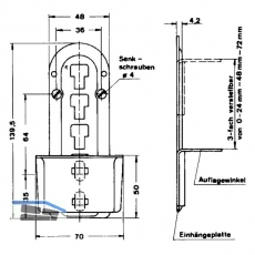 Bettbeschlag-Bettfix, 139,5 x 70 mm, Stahl gelb verzinkt