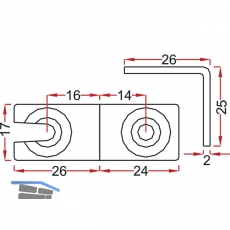 Blendenmontagewinkel, B 17, Schenkel-L 25, Materialstrke 2, Stahl verzinkt