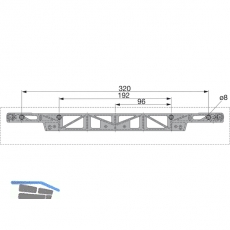 HETTICH SYSTEMA TOP 2000 Blendenanbindung mit Zapfen, Einbaubreite 392 mm