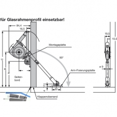 Bremsklappenhalter SDS, ffnungswinkel 90, Stahl vernickelt/Kunststoff wei