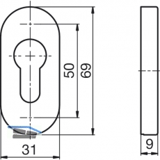 DORMA Zylinderrosette PREMIUM 6679 - PZ, 31 x 69 x 9 mm, Aluminium silber elox