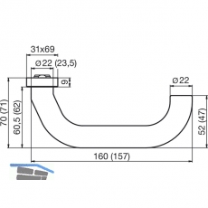 DORMA Drckerlochteil PREMIUM 8350 - V FS, 23, 5 mm, silber eloxiert