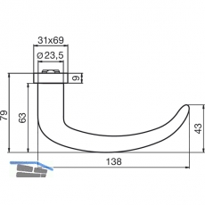 DORMA Drckerlochteil PREMIUM 8999 - FS, 23, 5 mm, Edelstahl matt