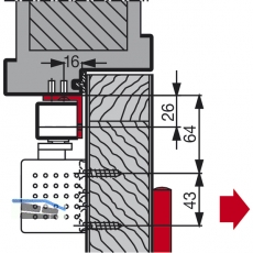 Sturzfutterwinkel DORMA G-EMF, silber