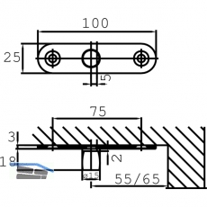 Zapfen DORMA PT24,  15 mm, m. Anschraublasche , silber eloxiert (01.123)