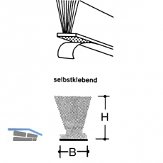 Schiebetr Dichtungsbrste selbstklebend, Breite 7 mm,Hhe 4 mm, Kunststoff grau