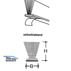 Schiebetr Dichtungsbrste selbstklebend,H 18 Kunststoff grau