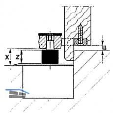 Steckachse fr BTS 75, 80, 84, Ma X: 8 mm, Z: 3 mm, Stahl verzinkt
