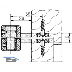 Zapfenband DORMA 7411 K/56 f. stumpfe Holztren m. Trhebel, Stahl verzinkt
