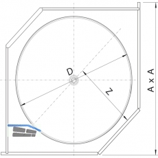 VAUTH-SAGEL RECORNER Eckschrank Drehbeschlag,  720 mm, KB 800, silber RAL 9006
