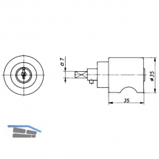 HEKNA ERGO-LINE SYSTEM 30 Zylinder Drehknopf Metall links, Zamak matt