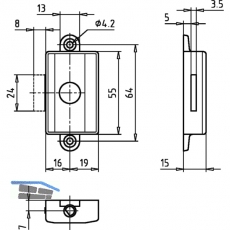 JuNie ASS 7581 Zylinder-Drehstangenschloss Dornma 16 mm, Zamak