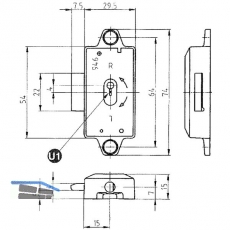 SECOTEC Drehstangenschloss Dornma 15 mm Euro-Sperre vernickelt SB-1