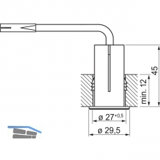Druckschalter 230 V, 1-polig, mit 1000 mm Anschlussleitung,alufarbig