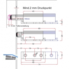 Druckfederschnapper, mit Dmpfer, Hub 44, Kunststoff grau