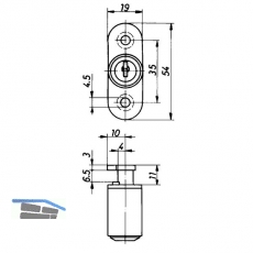 HEKNA 514 Zylinder-Druck-Drehschloss, L 27 mm, Zamak