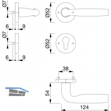HOPPE Drckergt. MILOS WC, TS39 - 46, Alu chrom sat.