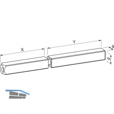 ECO Drckerstift geteilt, Vierkant 9 mm, 75/75