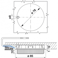 Einbauleuchte Micro Lynx B 230 V, 6 Watt,  85 mm, alufarbig