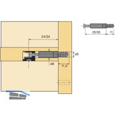 HETTICH RASTEX 15 Twister Einschraubdbel Direktgewinde, Bohr 5, Spannma 20