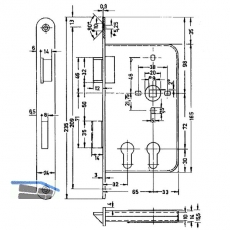 Einstemmschloss BMH 1015 PZW/2 PZ Funktion, links, DM 60/100, Edelstahl