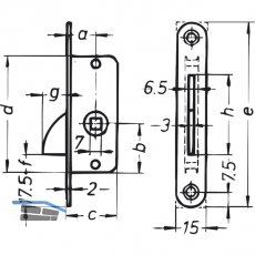 Einstemmzunge mit Schlieblech, DM 13 mm, eckig, Stahl verzinkt