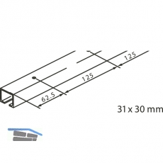 Laufschiene GM für Deckenmontage EKU-PORTA 100-GH 2500 mm, silber eloxiert