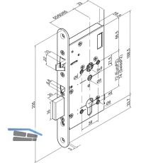 Elektro- Sicherheitsschloss EL 520, DM 60, Stulp 20 x 235 mm, Edelstahl